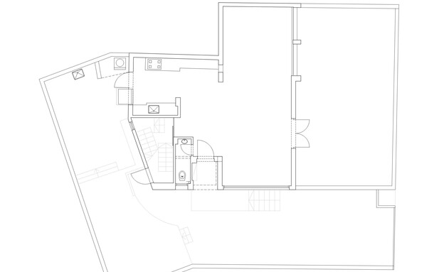 בית בהדר יוסף, עיצוב עינת ארליך, תוכנית קומת הכניסה לפני השיפוץ,  (צילום: שרטוט עינת ארליך)