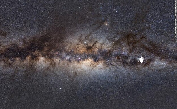 שביל החלב והכוכב שפולט גלי רדיו (צילום: CNN)