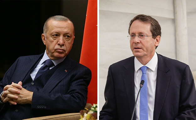 הנשיא יצחק הרצוג ונשיא טורקיה ארדואן (עיבוד: ap, פלאש 90)