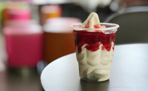 גלידת סאנדיי תות בכוס פלסטיק (צילום: kate3155, shutterstock)