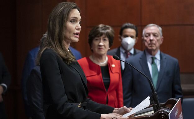 אנג'לינה ג'ולי נואמת בפני הסנאט (צילום: AP)