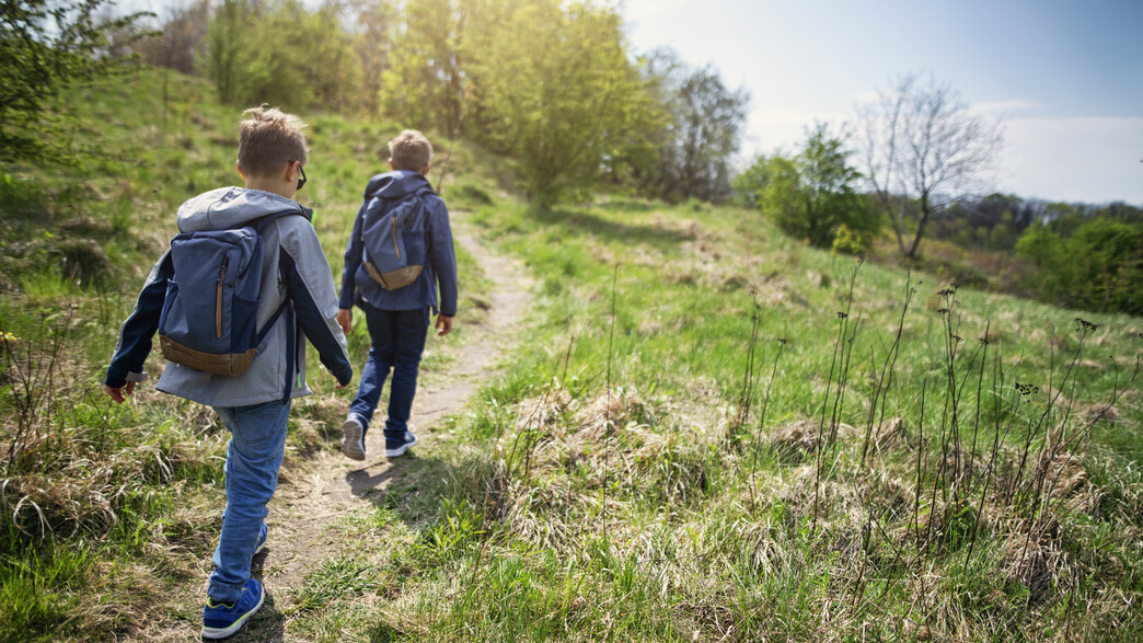 זוג ילדים מהגב