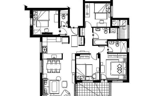 דירה בחדרה, עיצוב שלי דותן, ג, תוכנית הדירה, שרטוט שלי דותן