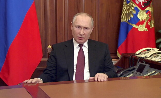 נשיא רוסיה ולדימיר פוטין מכריז על מבצע צבאי נגד אוקראינה (צילום: רויטרס)