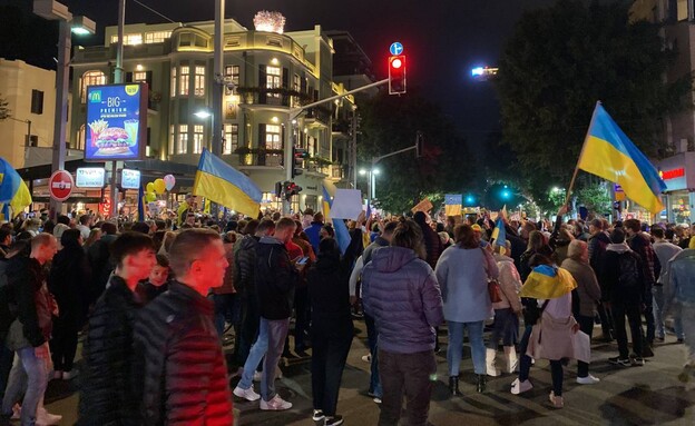 הפגנת יוצאי אוקראינה בתל אביב (צילום: N12)