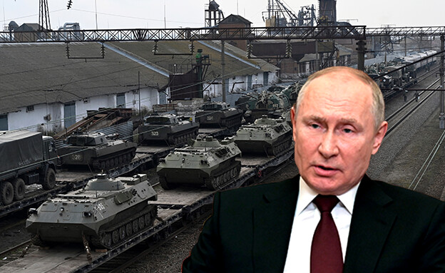 פוטין על רקע המלחמה בין אוקראינה לרוסיה (צילום: רויטרס)