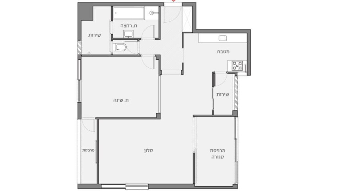 דירה בתל אביב, עיצוב יעל פרידלנדר, תוכנית הדירה לפני השיפוץ (שרטוט: יעל פרידלנדר)