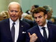 נשיא צרפת מקרון ונשיא ארה"ב ביידן, פסגת נאט"ו (צילום: רויטרס)