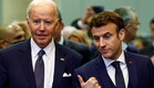 נשיא צרפת מקרון ונשיא ארה"ב ביידן, פסגת נאט"ו (צילום: רויטרס)