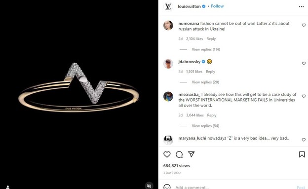 Louis Vuitton’s New Jewel Causes Storm: “They Support Russia”