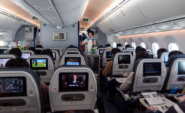 מטוס נוסעים עגלת אוכל (צילום: shutterstock)