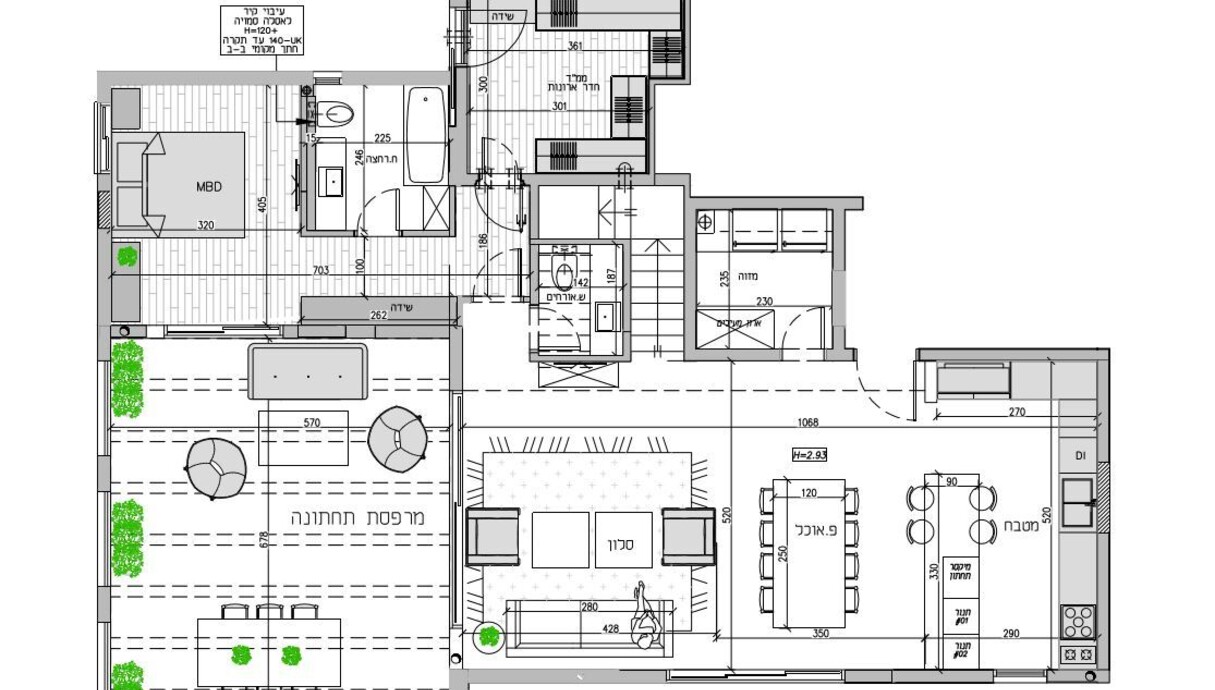 דירה בפתח תקווה, עיצוב אבנר כץ ודבי יודיץ, תוכנית הקומה התחתונה