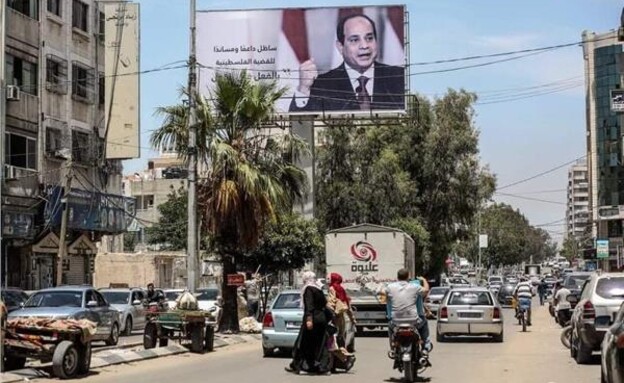 תמונתו של סיסי נשיא מצרים נמצאת כמעט בכל רחוב בעזה