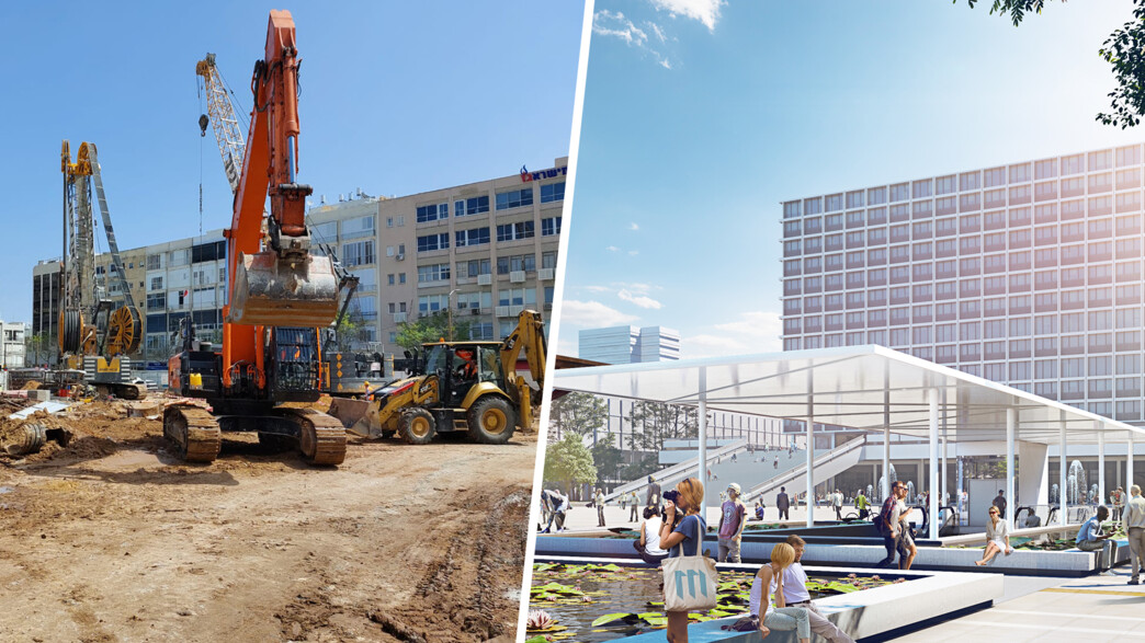 עבודות בתחנת רבין של הרכבת הקלה בגוש דן עבודות בתחנת רבין של הרכבת הקלה בגוש דן