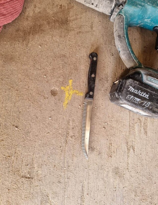 הסכין שבה השתמש המחבל באתר בנייה באשקלון