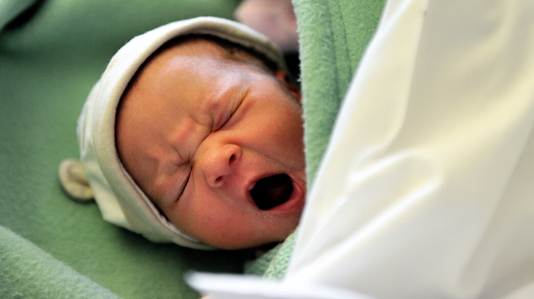 תינוק בוכה במחלקת יולדות בבית חולים בצרפת (צילום: PHILIPPE HUGUEN, AFP via Getty Images)