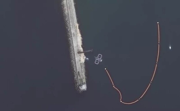 דולפינים בשירות הצבא הרוסי בבסיס בסבסטופול  (צילום: Satellite image ©2022 Maxar Technologies)