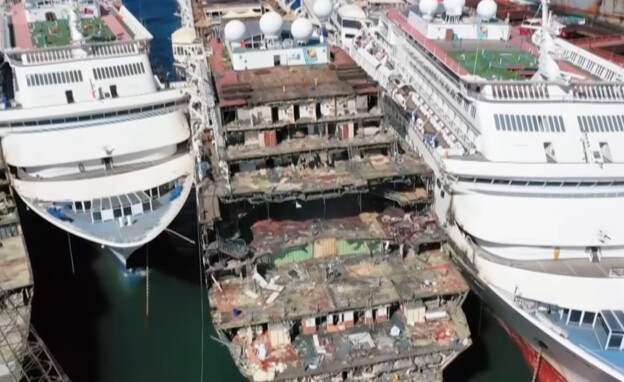Cruise ships dismantled in the scrap port of Eliaga Turkey (Photo: youtube)
