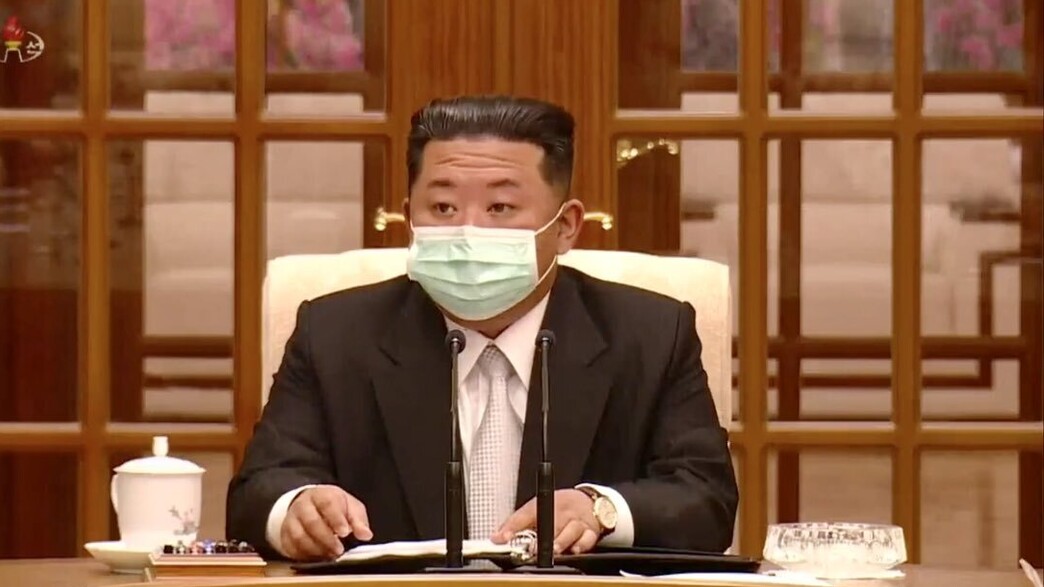 מנהיג קוריאה הצפונית קים ג'ונג און עם מסכה מנהיג קוריאה הצפונית קים ג'ונג און עם מסכה