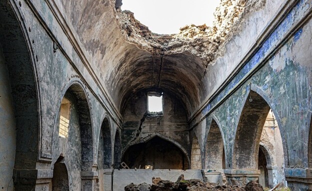 חורבות בית הכנסת ששון במוסול עיראק (צילום: ZAID AL-OBEIDI, getty images)