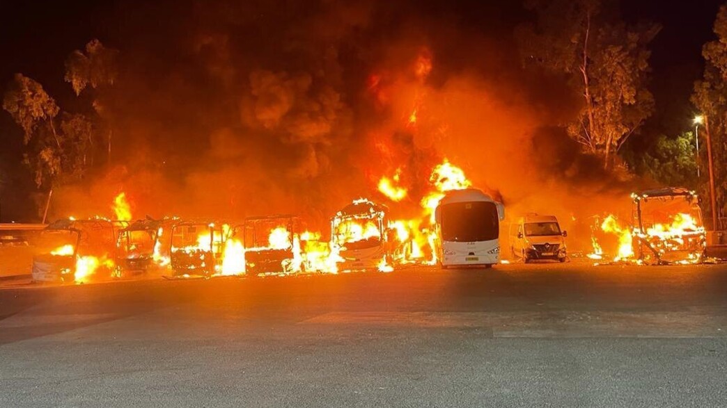 שרפת אוטובוסים בקריית שמונה