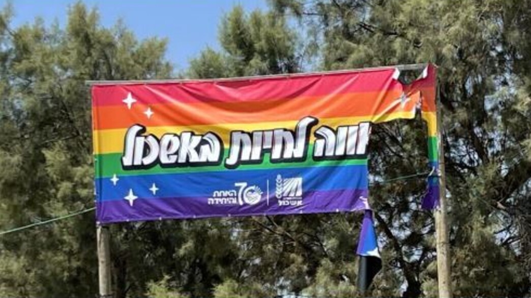 דגל גאווה הושחת במועצה האזורית אשכול (צילום: facebook)