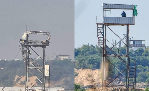 עמדת חמאס לפני ואחרי תקיפת צה"ל (צילום: אמנון זיו)