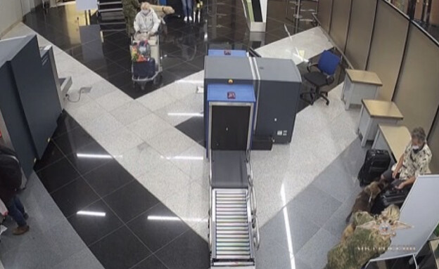 צילום ממצלמות האבטחה בנמל התעופה ליד מוסקבה (צילום: צילום מסך מתוך סרטון האבטחה, משרד הפנים של רוסיה)
