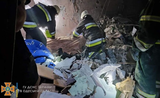 אוקראינה: תיעוד מאודסה לאחר פגיעה רוסית (צילום: שירות החירום הממלכתי באוקראינה)