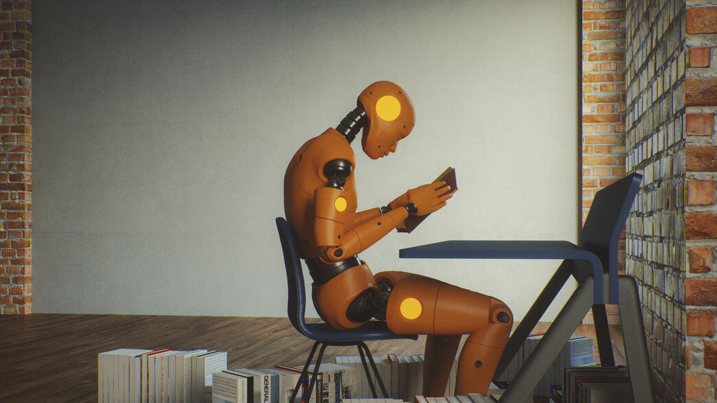 רובוט קורא ספרים, רובוט לומד, בינה מלאכותית, מודעות (איור: gremlin, Getty images)