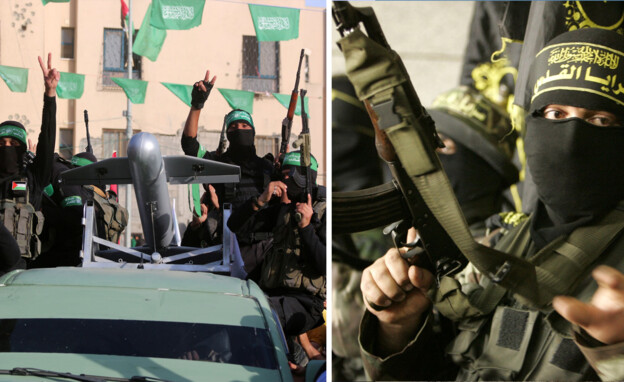 לוחמי חמאס והג׳יהאד האיסלאמי (צילום: Getty images, reuters)