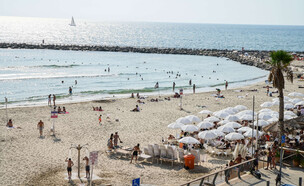 מתרחצים בחוף הים בתל אביב  (צילום: אבשלום ששוני, Flash90)