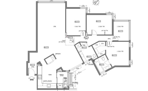 דירה ברמת השרון, עיצוב הדס בראון שדות, תוכנית הדירה לפני השיפוץ -9 (שרטוט: הדס בראון שדות)