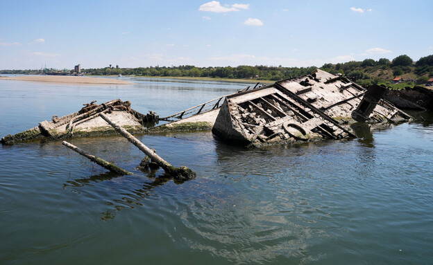 המפלס בנהר דנובה ירד וספינות מלחמה נאציות נחשפו (צילום: רויטרס)