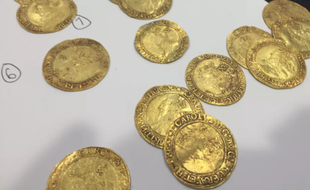 מטבעות הזהב שמצאו בני הזוג מאנגליה (צילום: Courtesy Spink&son)