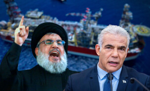 הסכם הגז מול לבנון: יאיר לפיד, נסראללה, אסדת כריש (צילום: חברת אנרג'יאן, רויטרס, פלאש 90)