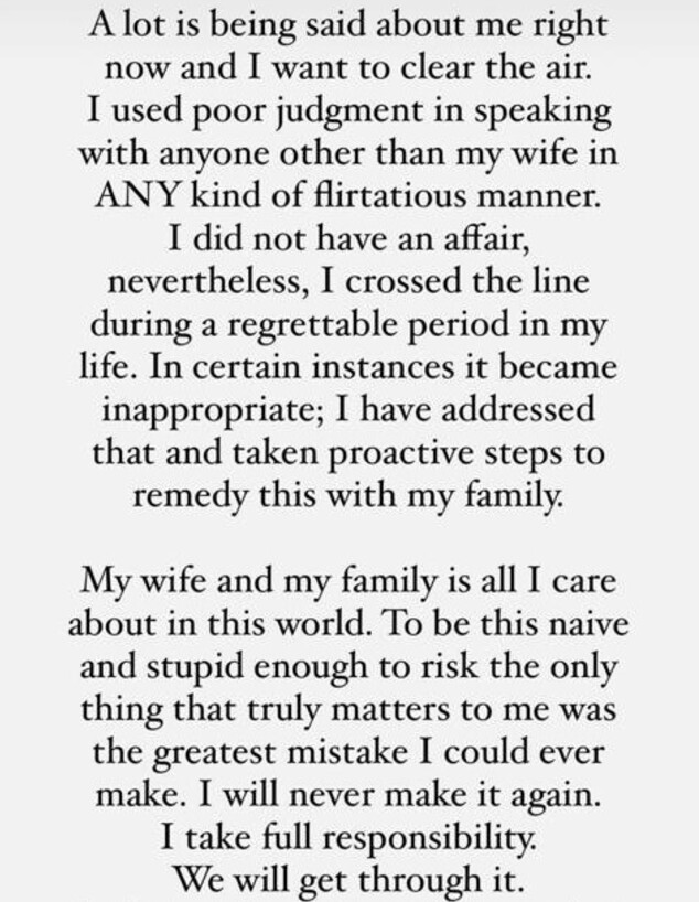 אדם לוין מתנצל בסטורי על הבגידה באשתו (צילום: מתוך אינסטגרם, instagram)