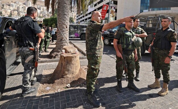אנשי מנגנוני הביטחון הפלסטינים בשומרון (צילום: JAAFAR ASHTIYEH/AFP/GettyImages)