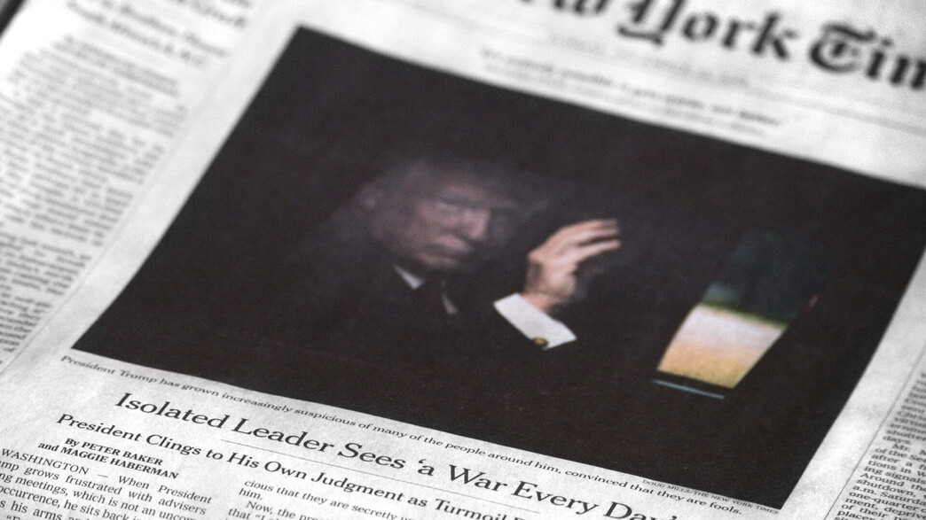 דונלד טראמפ על שער הניו יורק טיימס (צילום: Robert Alexander, GettyImages)
