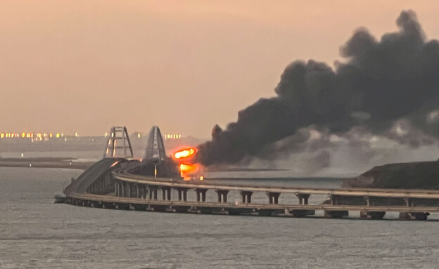 פיצוץ בגשר קרץ', אוקטובר 2022 (צילום: רויטרס)