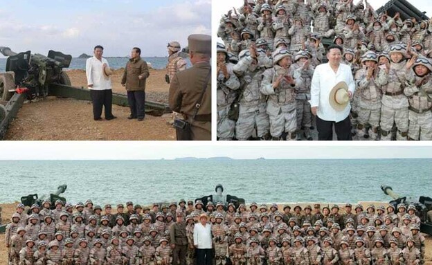 קים ג'ונג און בתרגיל של צבא צפון קוריאה (צילום: סוכנות הידיעות הצפון קוריאנית - KCNA )
