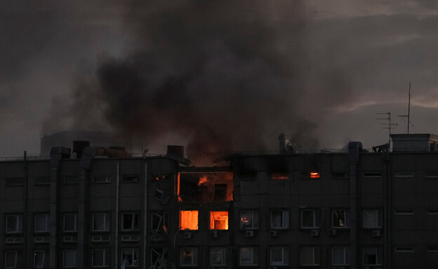המתקפה האווירית של רוסיה על קייב בירת אוקראינה (צילום: רויטרס)