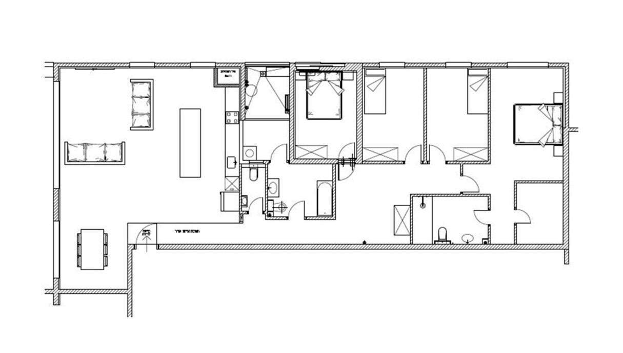 דירה במודיעין, עיצוב אריאלה ענבר, תוכנית הדירה לפני שיפוץ