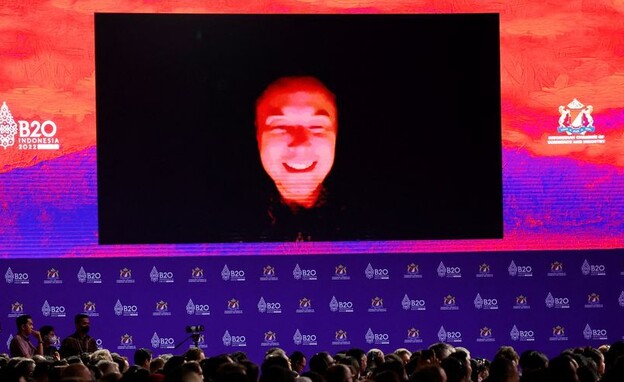 אילון מאסק בשיחת וידאו בכנס G20 בבאלי (צילום: רויטרס)