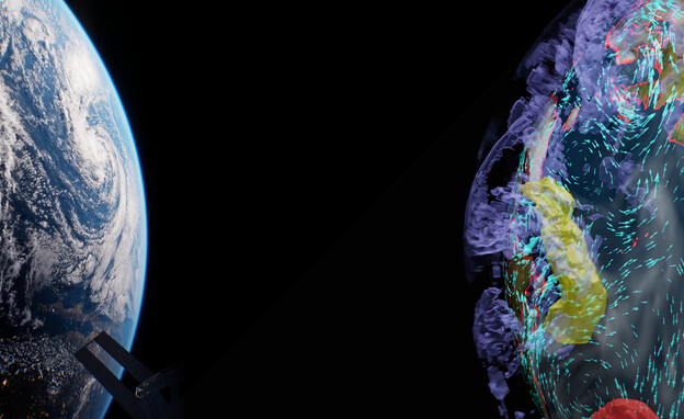 הדמיה של תאום דיגיטלי של כדור הארץ (עיבוד: Nvidia, יח"צ)