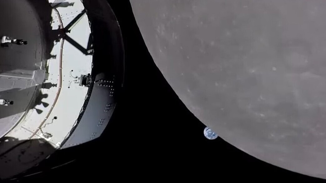 חללית אוריון במרחק של 130 ק"מ מפני הירח (צילום: מתוך הרשתות החברתיות לפי סעיף 27א' לחוק זכויות יוצרים)