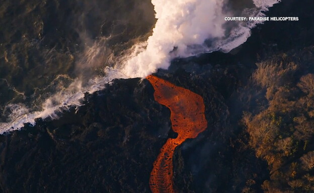 תיעוד ממעוף הציפור - התפרצות הר געש בהוואי