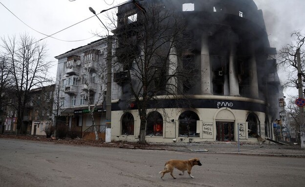 הפצצות בעיר באחמוט באוקראינה (צילום: reuters)