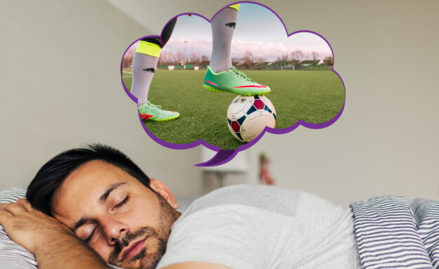 גבר חולם על כדורגל (עיבוד: canva)