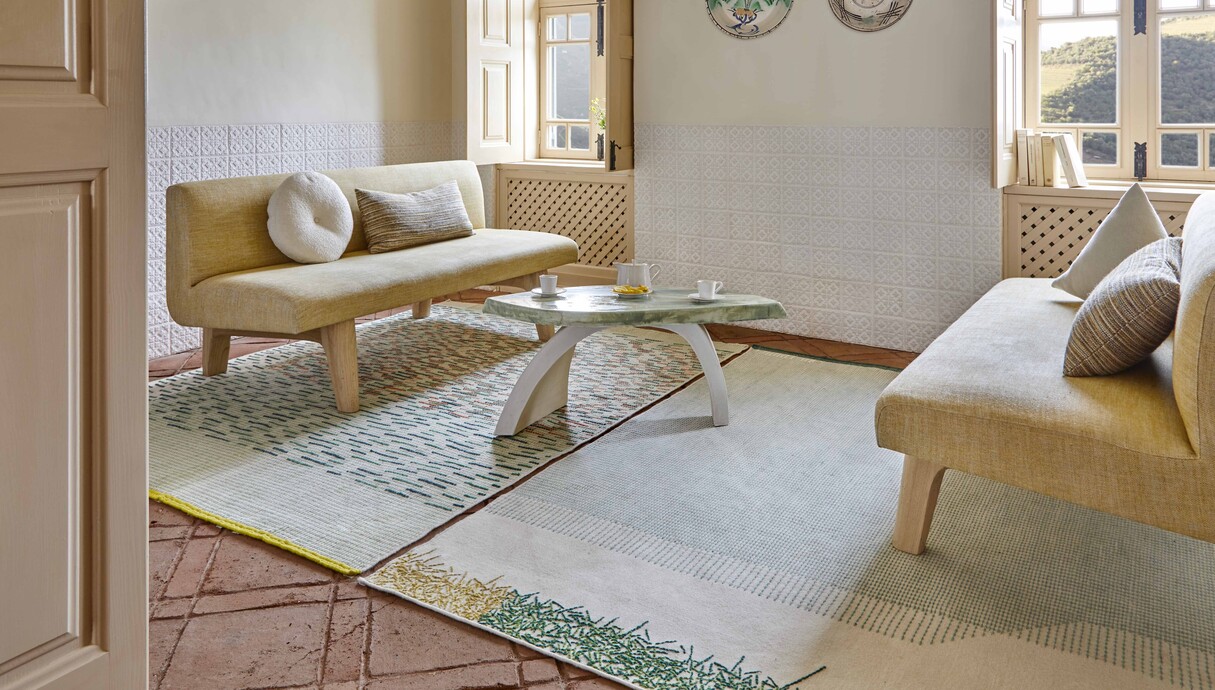 קולקציות הביטאט-קולקציית שטיחים Backstitchבעיצוב יעל מר ושי אלקלעי (צילום: Gan Rugs)